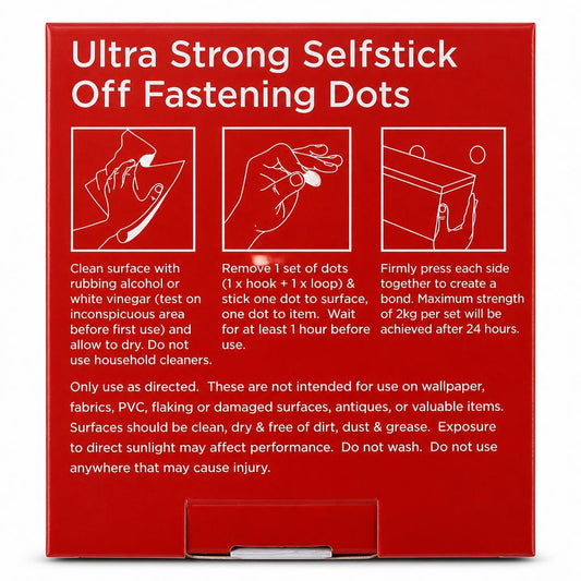 Blackspur Extra Strong Stick On Fastening Dots instructions back