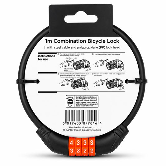 Blackspur BH196 1m Combination Bicycle Lock back view