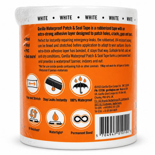 Gorilla Waterproof Patch & Seal Tape packaging back