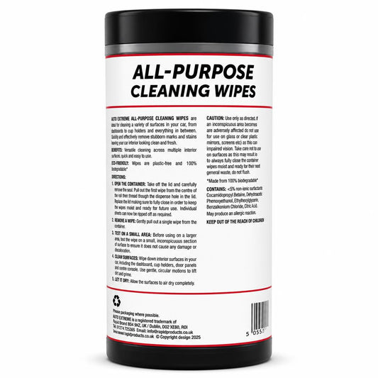 Auto Extreme All-Purpose Cleaning Wipes Back Packaging