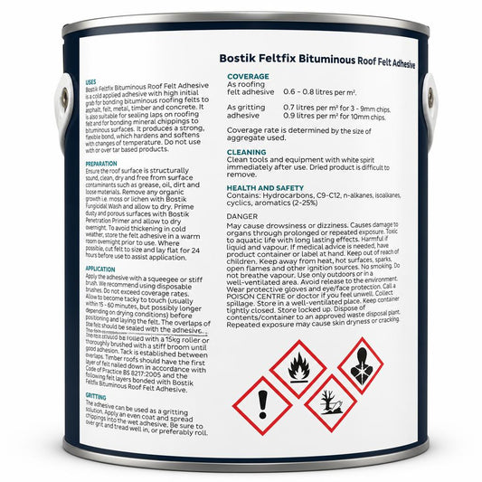 Bostik adhesive tin showing safety and usage instructions