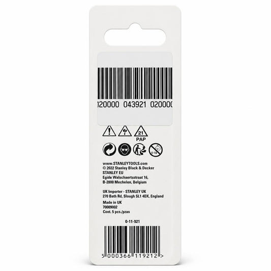 Stanley 1992 heavy-duty utility knife blades packaging back