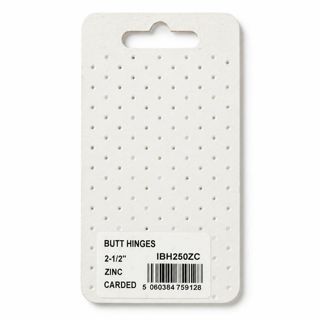 Back of the Ironworks 2-1/2'' Butt Hinges packaging showing barcode