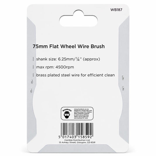 Back of Blackspur 75mm Flat Wheel Wire Brush packaging