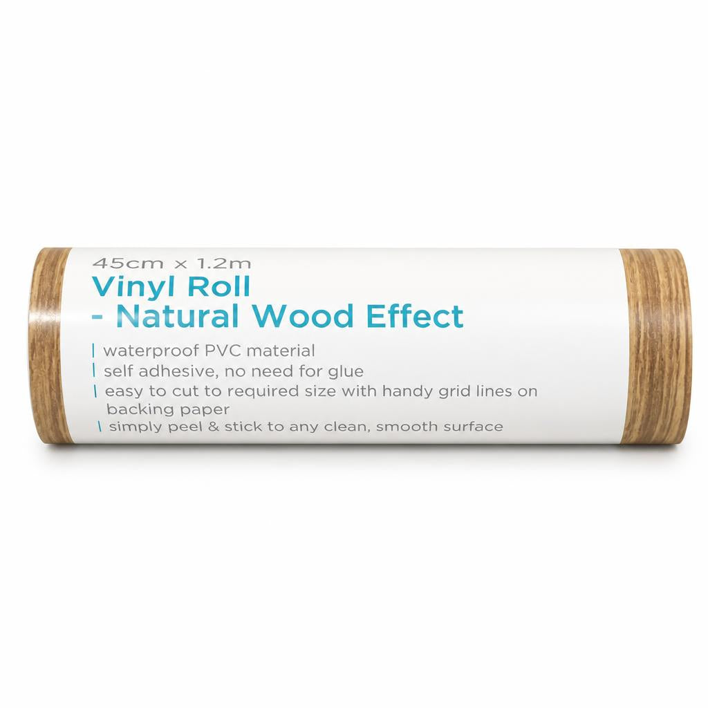 Close-up of vinyl roll label showing specifications