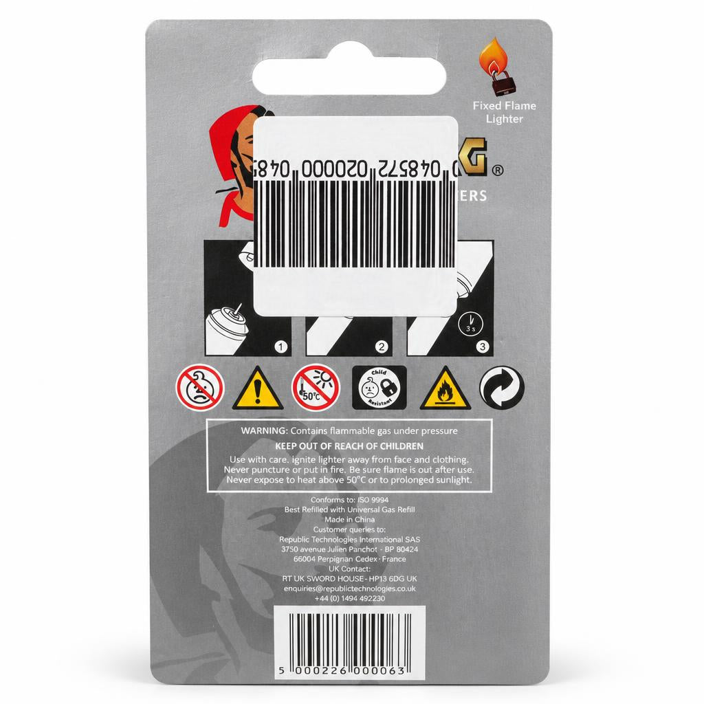 Zig-Zag Windproof Lighters packaging back