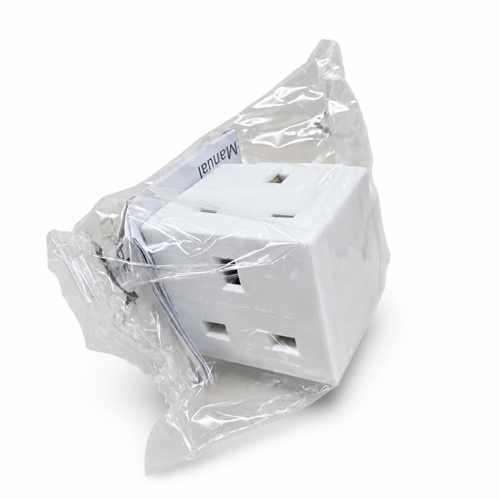 Back view of plastic-wrapped 2-gang adapter