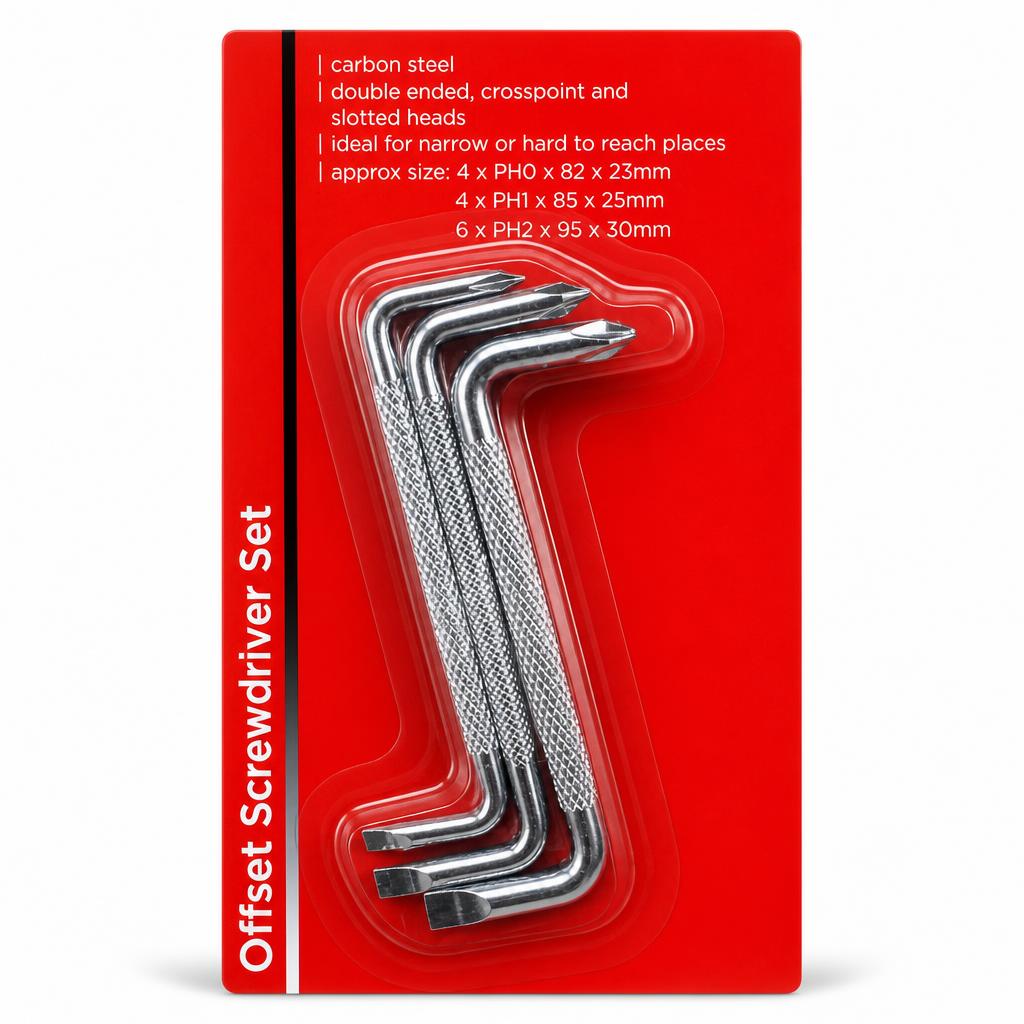 Blackspur 3pc Offset Screwdriver Set packaging back