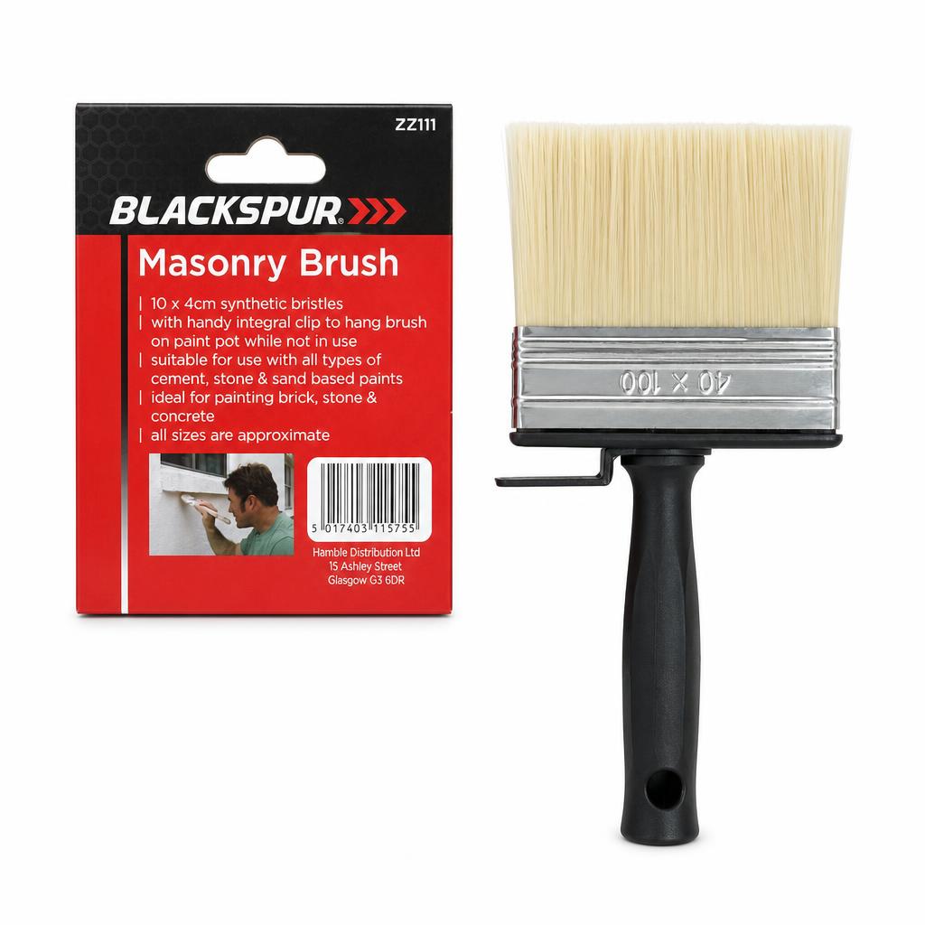 Back view of Blackspur Masonry Brush with packaging