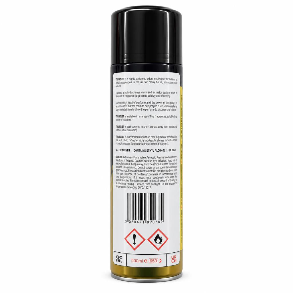 Back of Sovereign Turbojet Air Sanitiser showing details and safety information