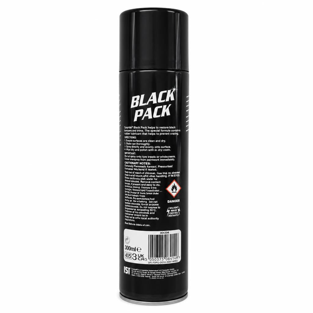 Car Pride Black Pack with back label and instructions