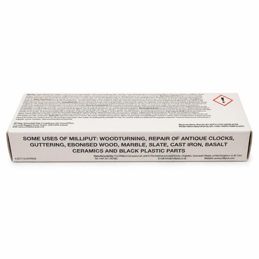 Milliput Black 2-Part Epoxy Putty packaging back view