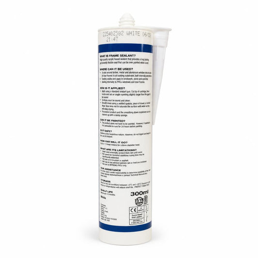 Back view of SupaDec High Performance Frame Sealant detailing instructions.