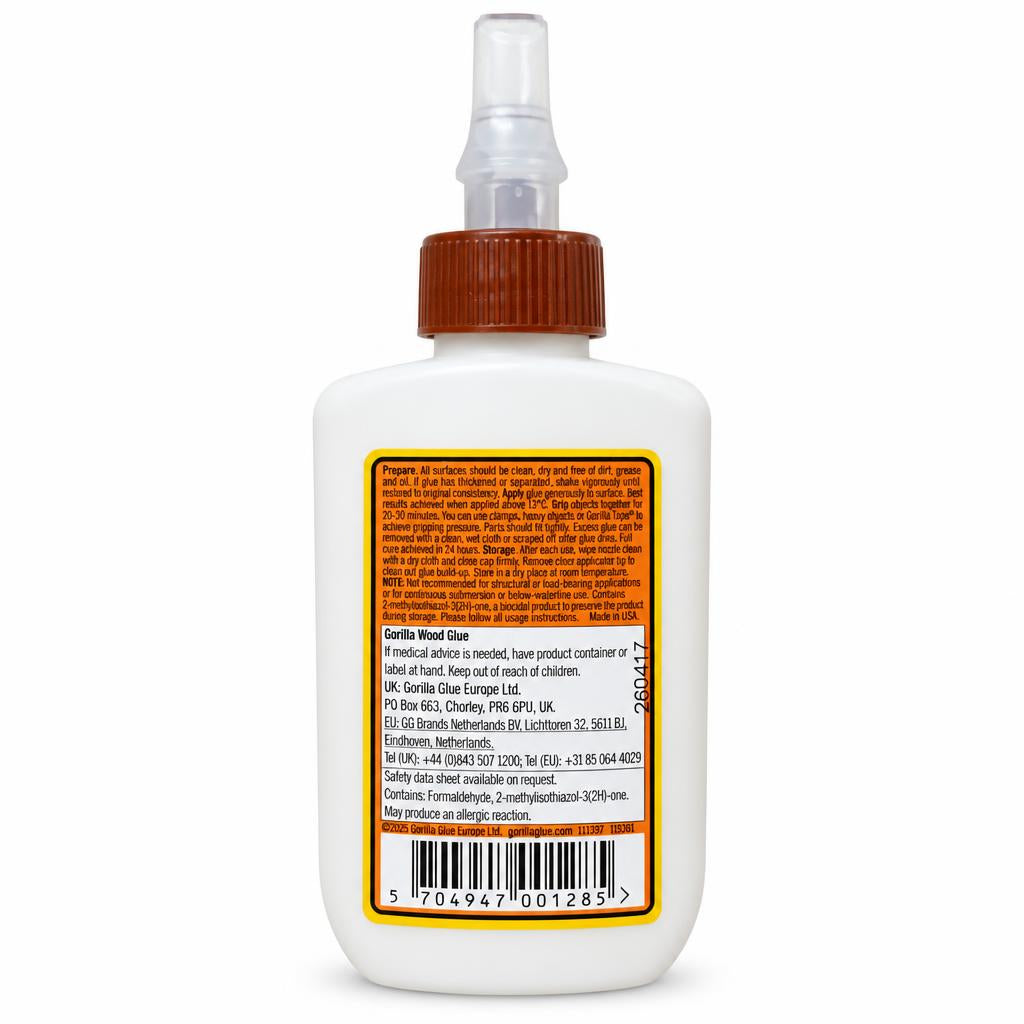 Gorilla Wood Glue bottle back packaging