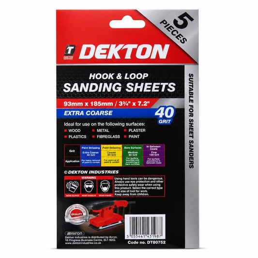 Dekton Hook & Loop Sanding Sheets packaging back