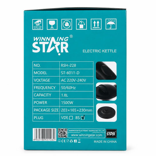 Winning Star 1.8L Electric Kettle packaging back