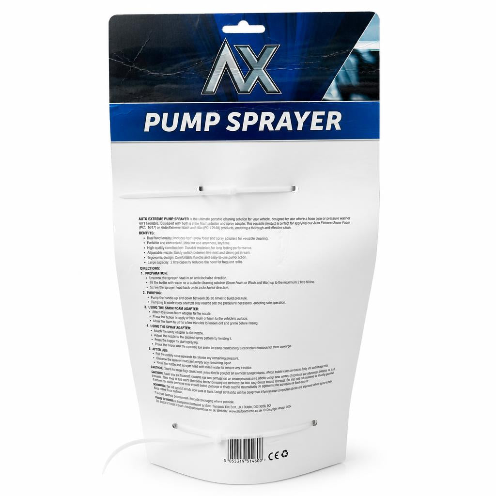Back of AX Pump Sprayer Packaging