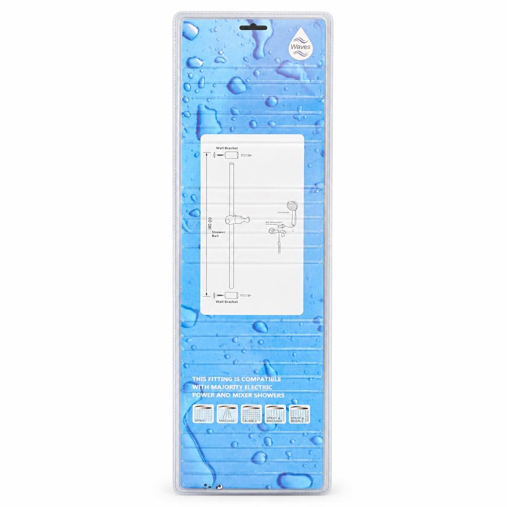 Back of Waves shower head kit packaging