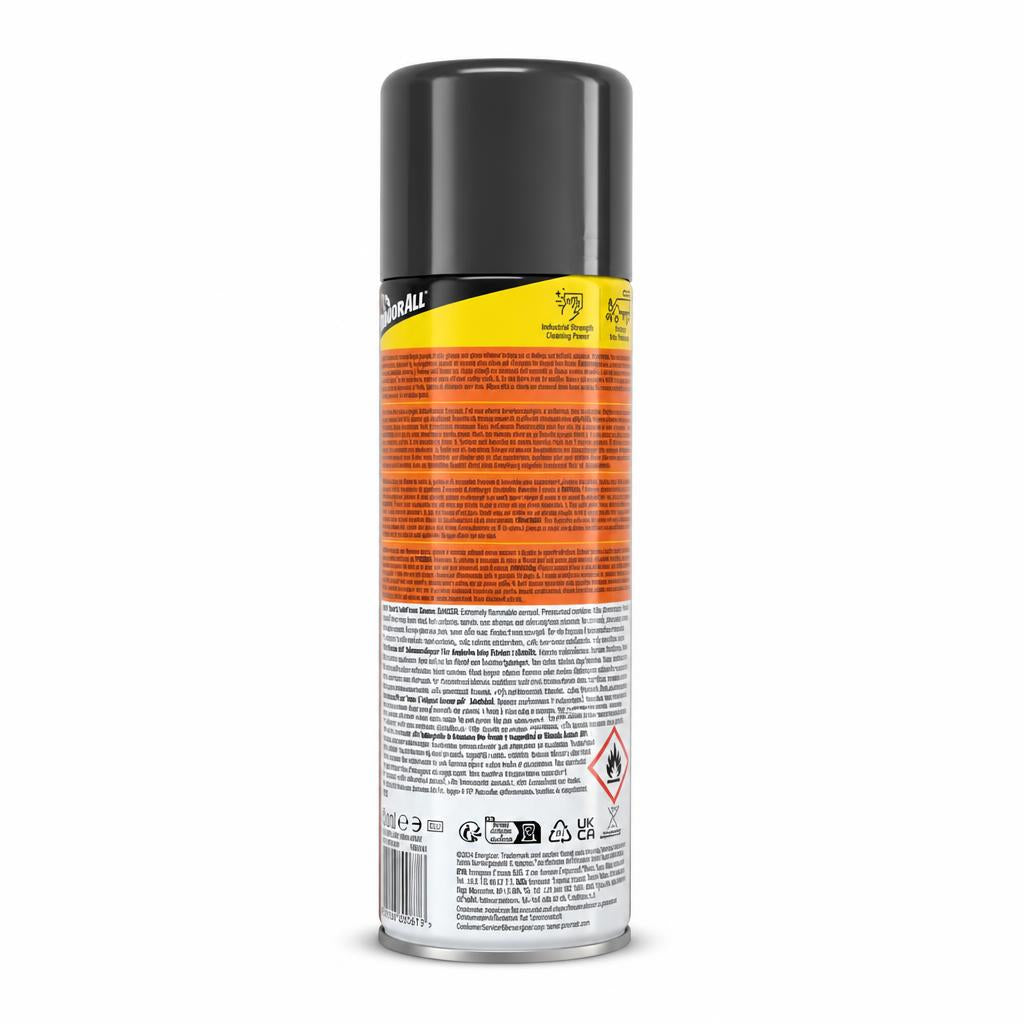 Back view of ArmorAll Carpet & Seat Foam Cleaner can with detailed instructions