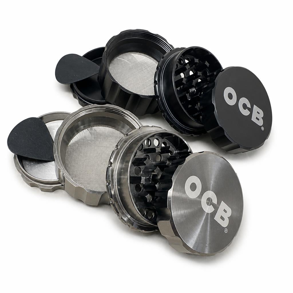 OCB metal grinder open showing interior