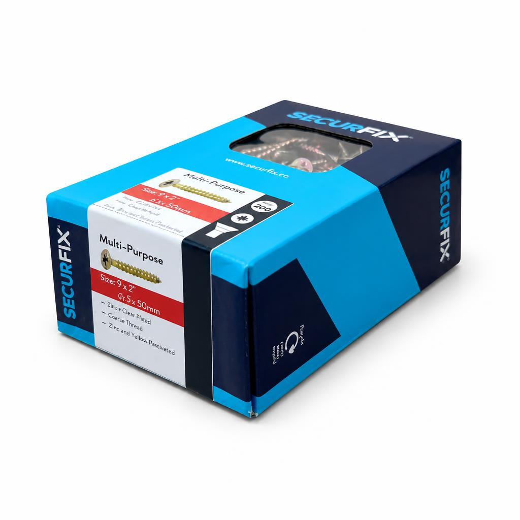 Side view of Securfix Multi-Purpose Screws packaging