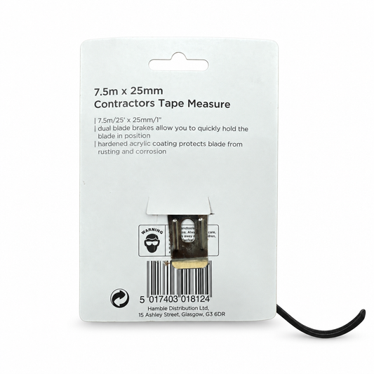 Blackspur 7.5m Tape Measure packaging back