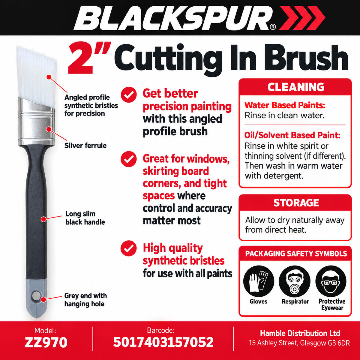 Blackspur 2" Cutting In Brush packaging back view