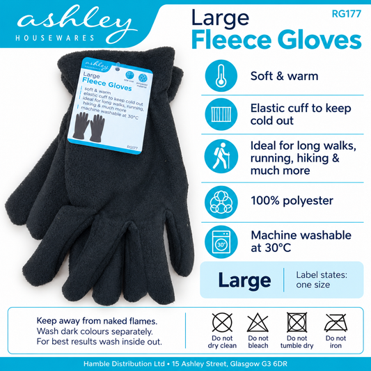 Ashley Housewares Large Fleece Gloves details