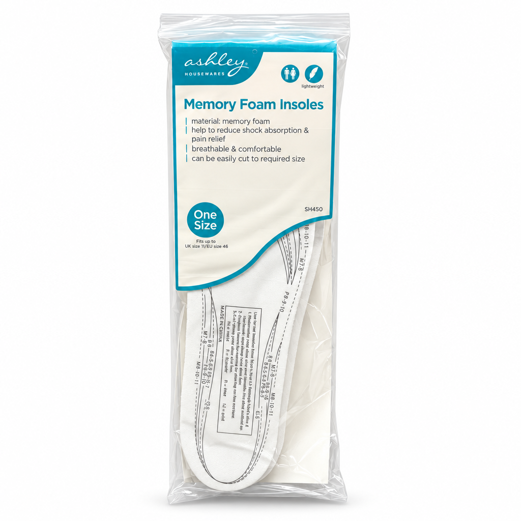 Ashley Housewares Memory Foam Insoles packaging back