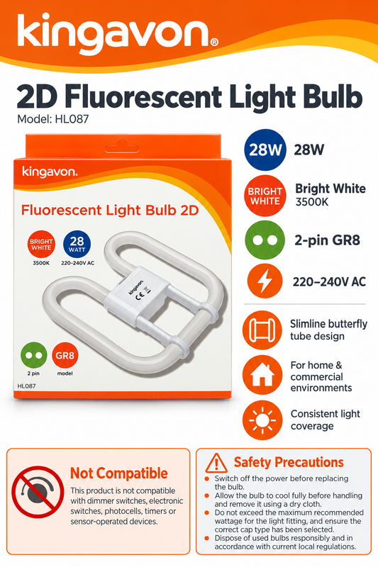 Kingavon Fluorescent Light Bulb packaging back
