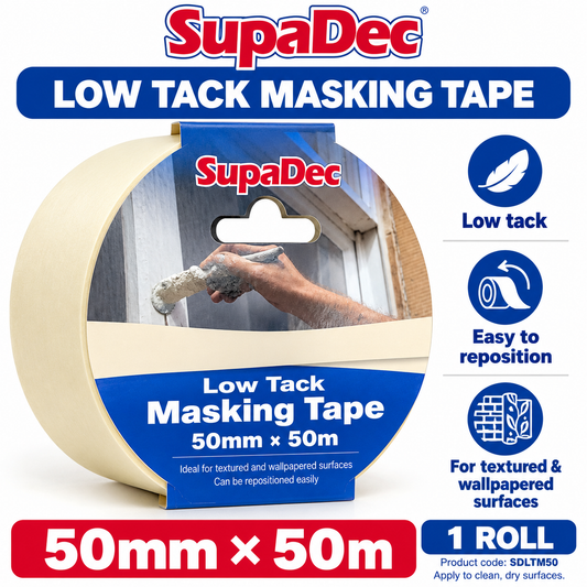 SupaDec Low Tack Masking Tape back packaging