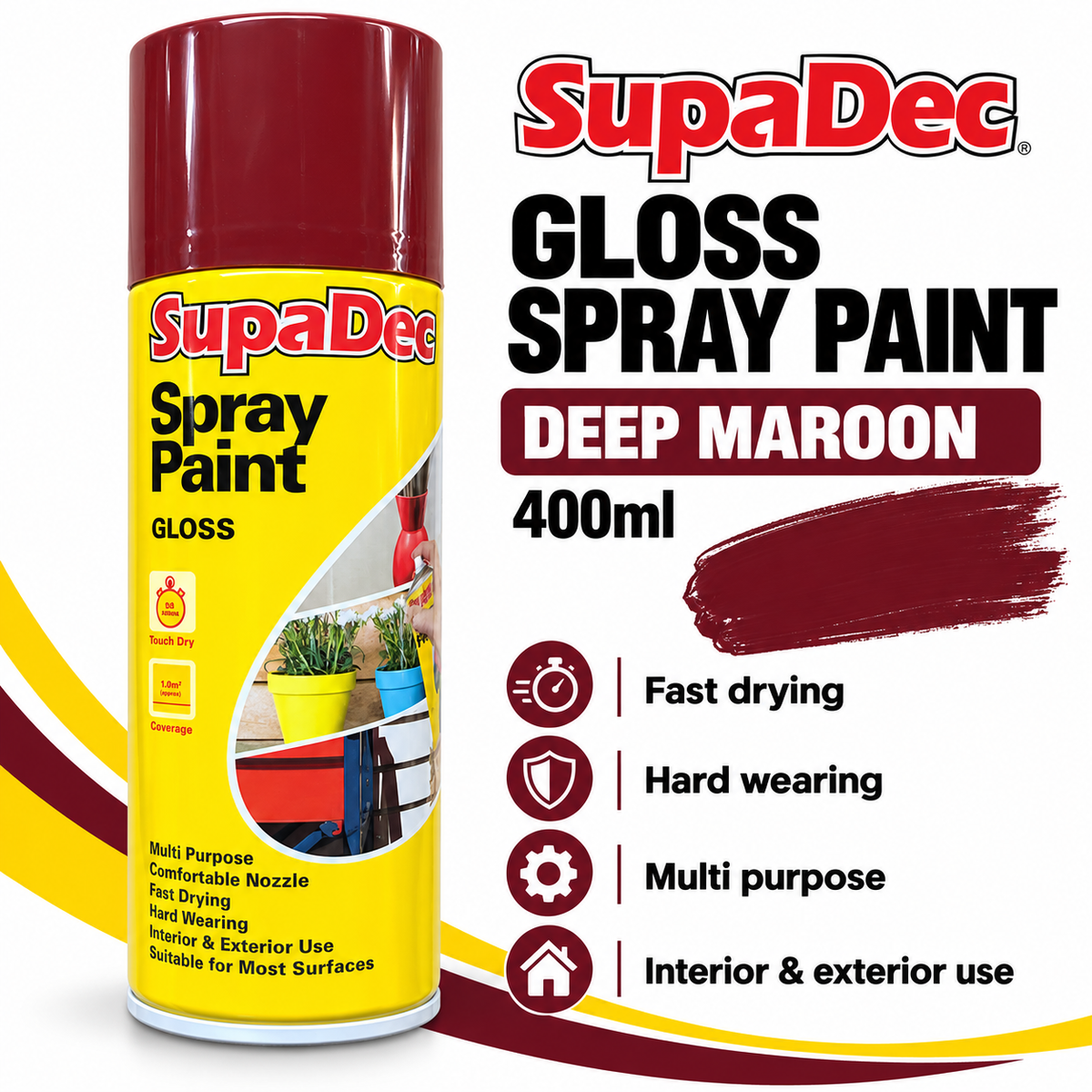 SupaDec Gloss Spray Paint label details