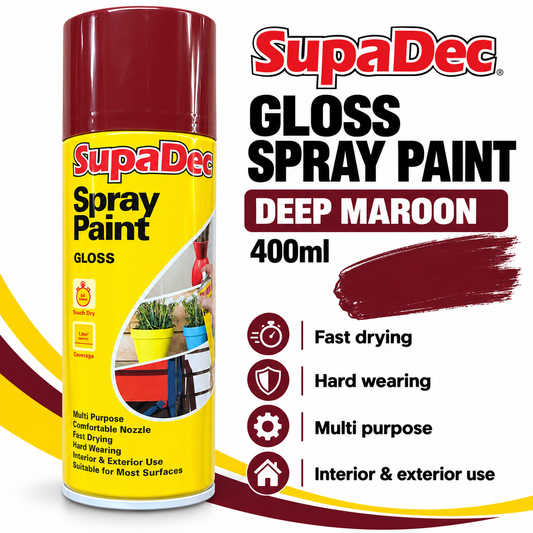 SupaDec Gloss Spray Paint label details