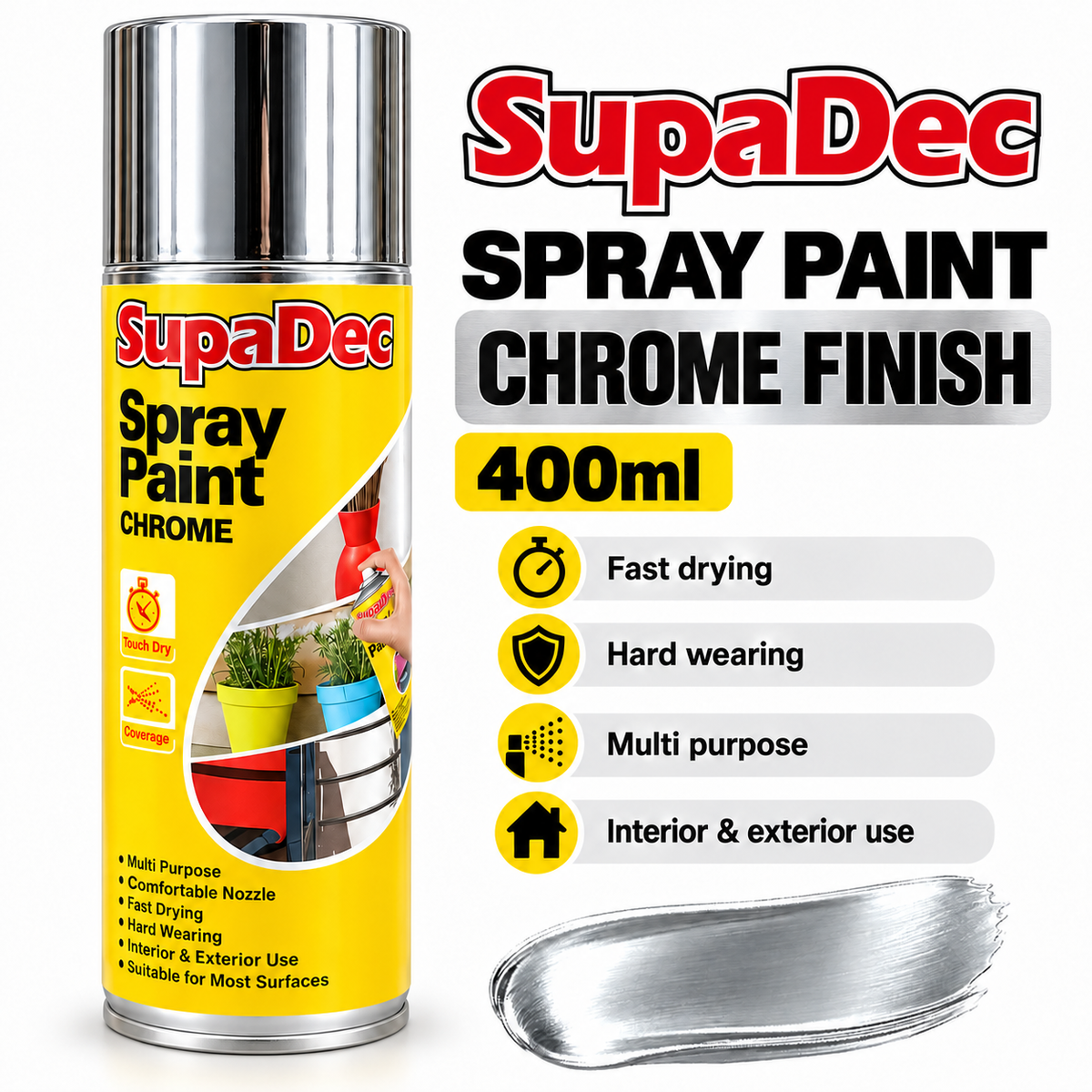 SupaDec Chrome Spray Paint informational banner