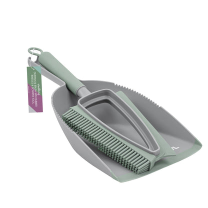 Rubber Dust Pan And Brush - Grey