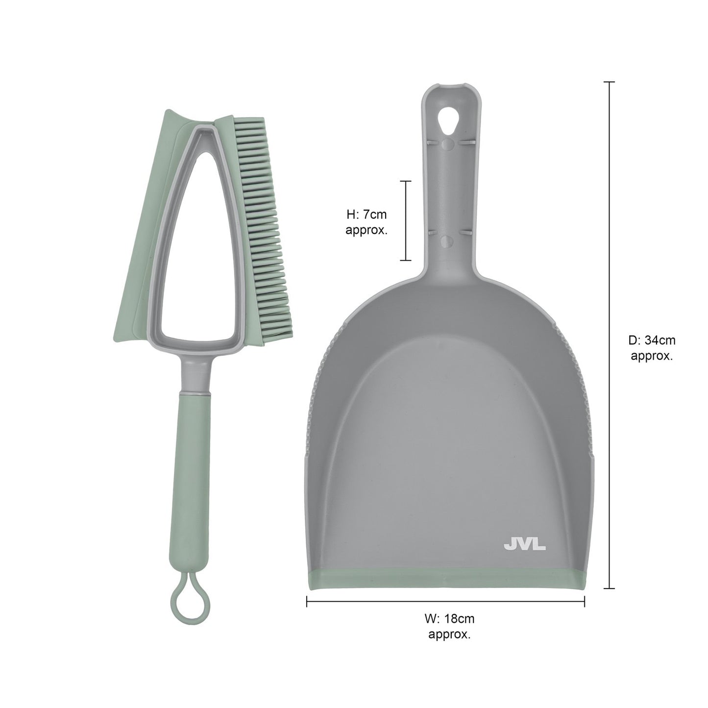Rubber Dust Pan And Brush - Grey