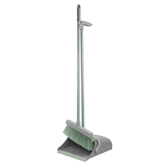 Long Handle Lobby Dust Pan And Brush Set - Grey