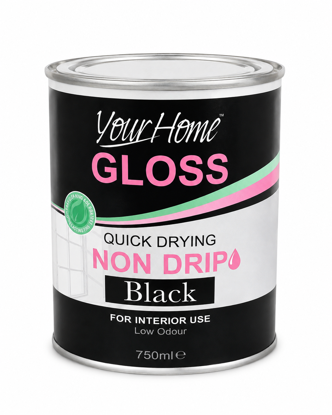 YourHome Non-Drip Gloss Black 750ml – Interior & Exterior Paint for Wood &amp; Metal