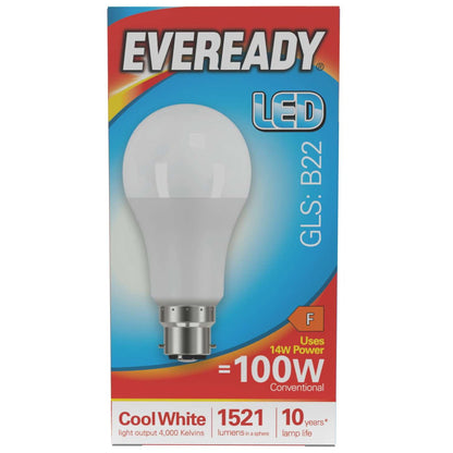 Eveready LED GLS B22 14W Bulb S14316 – 1,521 Lumens 4000K Cool White