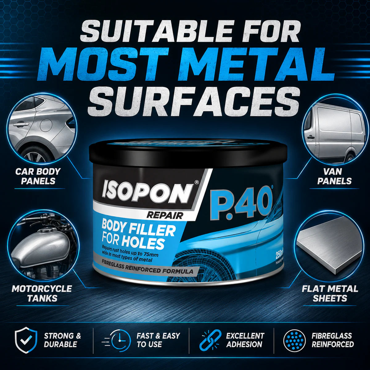 Upol ISOPON P40 Glass Fibre Repair Paste 250ml