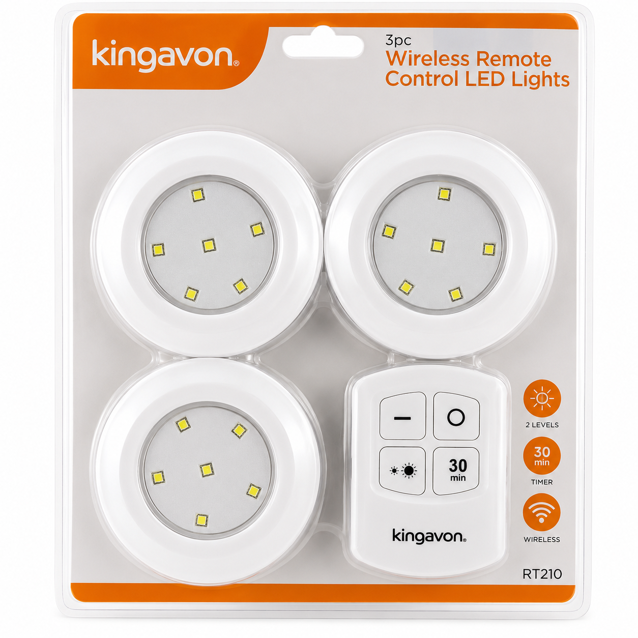 Kingavon 3PC Wireless Remote Control LED Lights BB-RT210 – Battery Operated SMD Lights