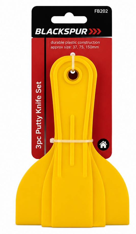 Blackspur 3PC Putty Knife Set – Plastic Filling, Skimming &amp; Scraping Tools