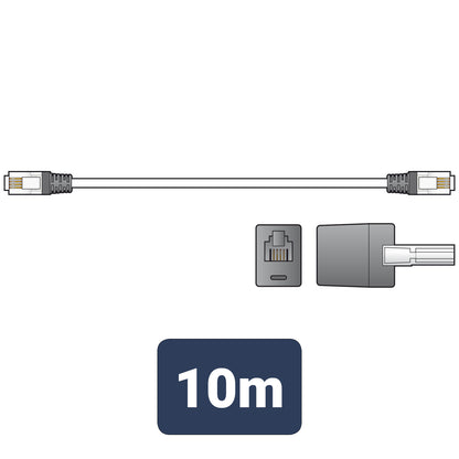 High Quality RJ11 Plug to Plug Modem Lead 10m Black with UK BT431A Telephone Adapter – 113.536UK