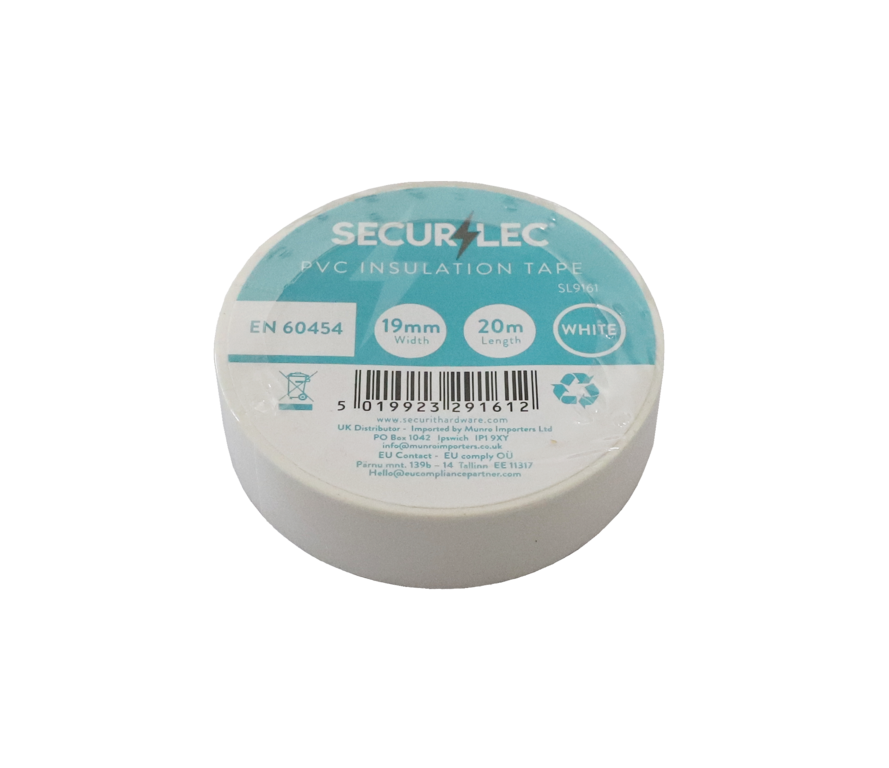 Securlec PVC Insulation Tape White 20m – 10 Pack Electrical Tape