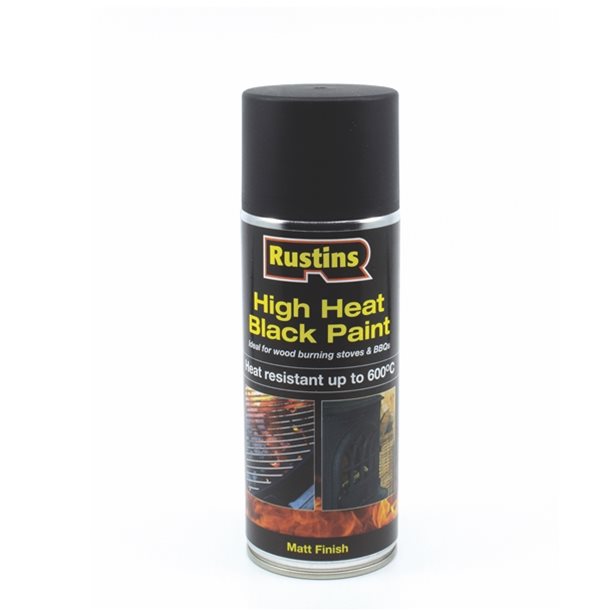 Rustins High Heat Paint Black 400ml Aerosol