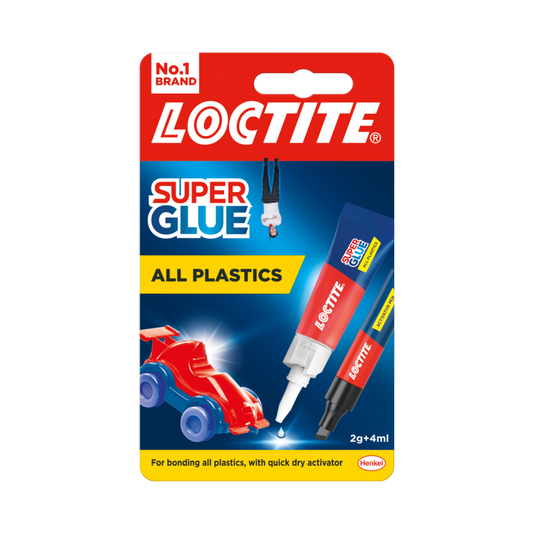 Loctite Super Glue All Plastics 2g + 4ml Activator – Rapid Two-Part Plastic Adhesive