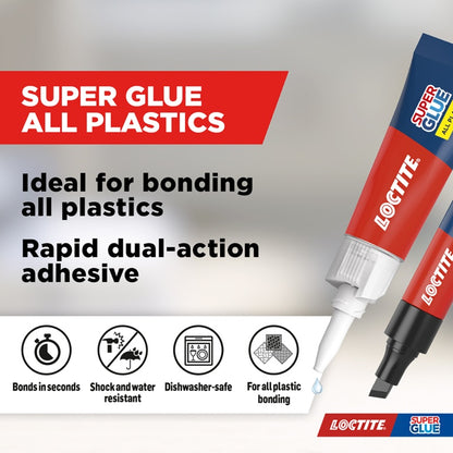 Loctite Super Glue All Plastics 2g + 4ml Activator – Rapid Two-Part Plastic Adhesive