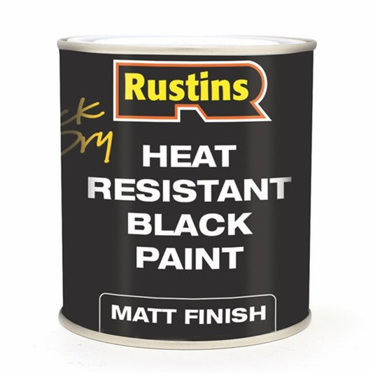 Rustins Heat Resistant Paint Black 250ml Matt Finish