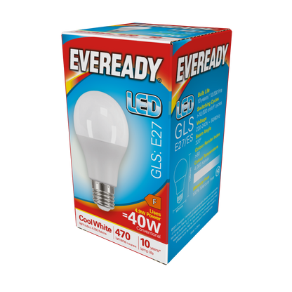 Eveready LED GLS E27 4.9W – 470 Lumens 4000K Cool White ES Bulb