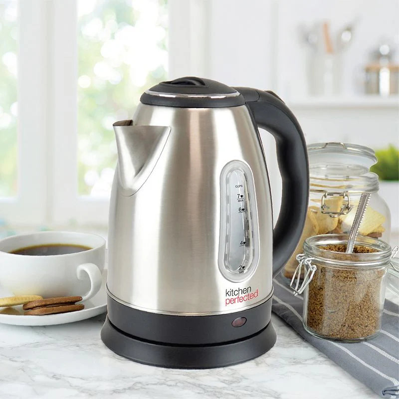 Kitchen Perfected Cordless Kettle 1.7L Brushed Steel - Fast Boil 3000W